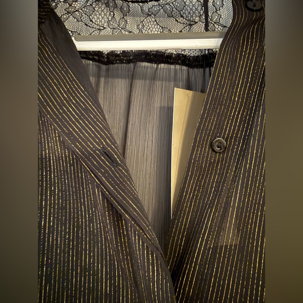 Zara Black/ Gold Sheer Duster Cardigan - Picture 5 of 14
